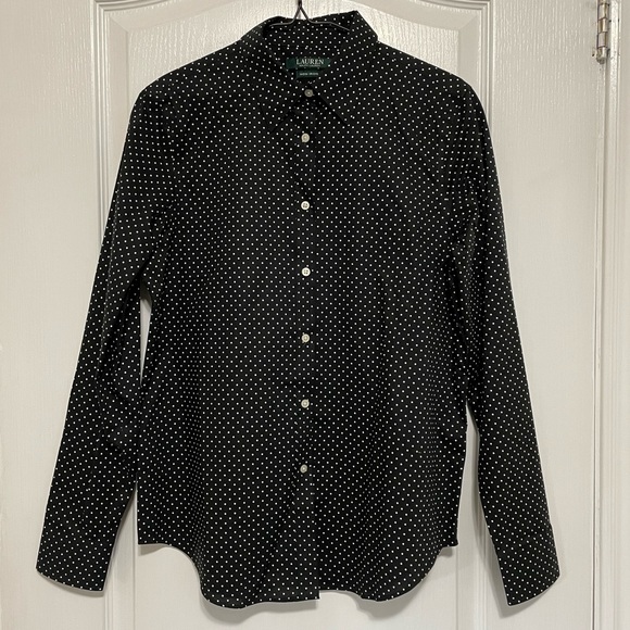 Ralph Lauren Tops - Ralph Lauren Non-Iron Fitted Polka Dot Button Up